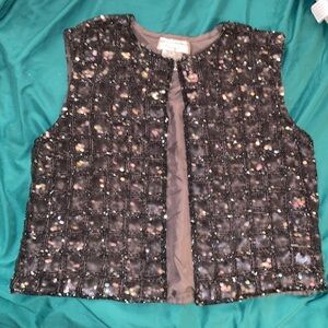 Adrianna Papell silver beaded vest size large